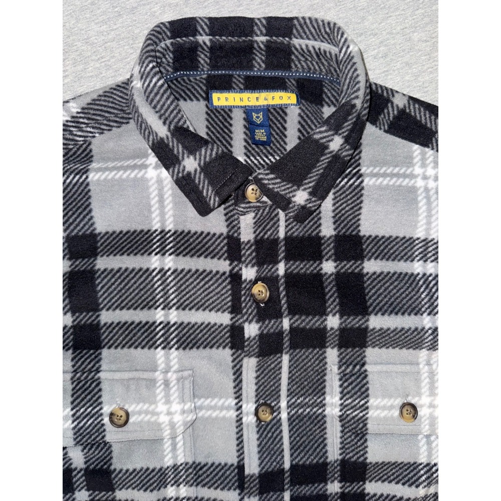 Prince & Fox Mens Plaid Fleece Flannel Shirt Size Medium Incredible Soft Feel